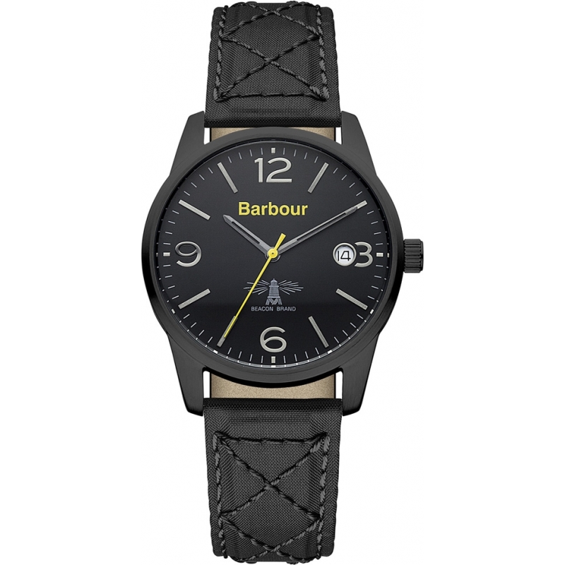 Barbour Mens Alanby Black Leather Strap Watch