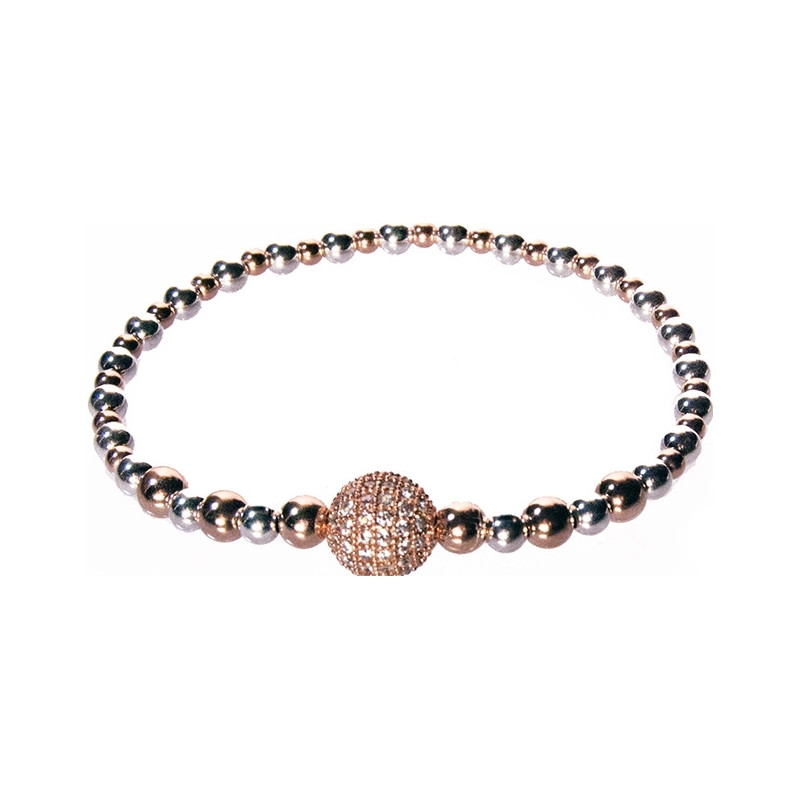 Nevine Crystals Silver and Rose Gold Plated Bracelet