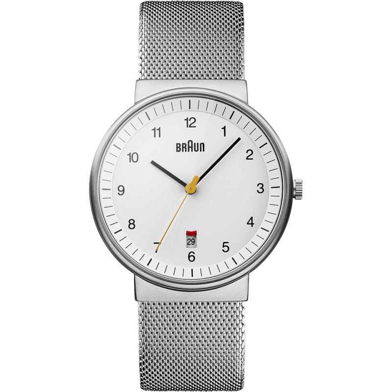 Braun Mens Silver White Watch