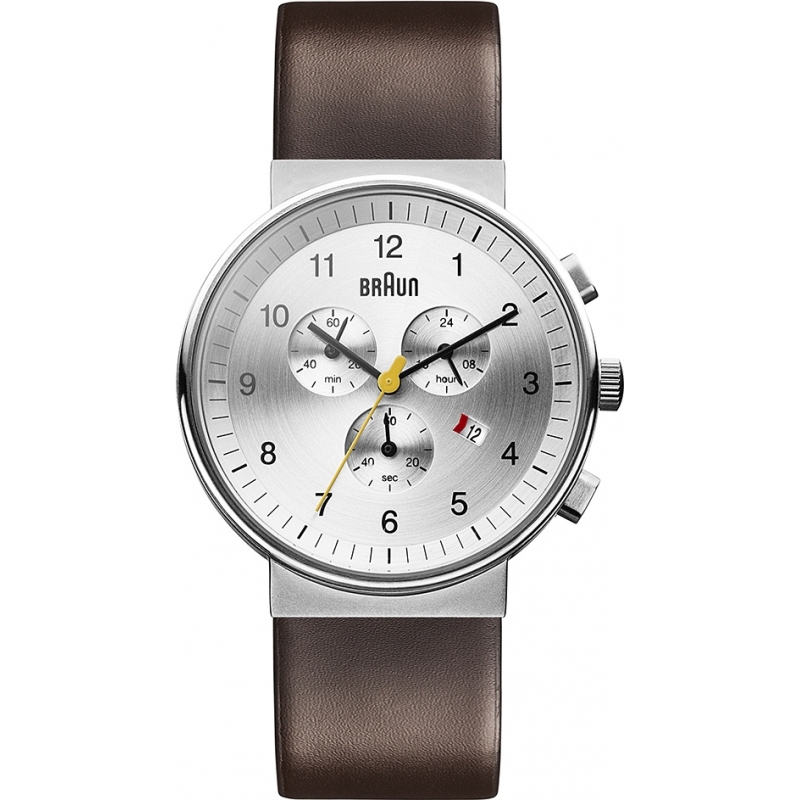 Braun Mens Silver Brown Watch