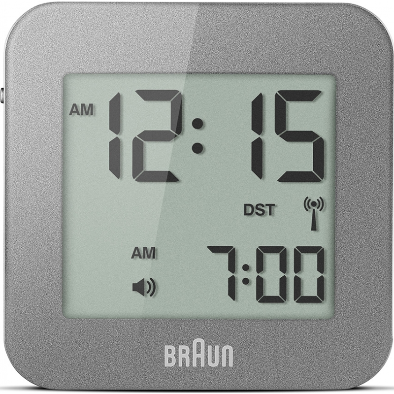 Braun Grey Digital Travel Alarm Clock