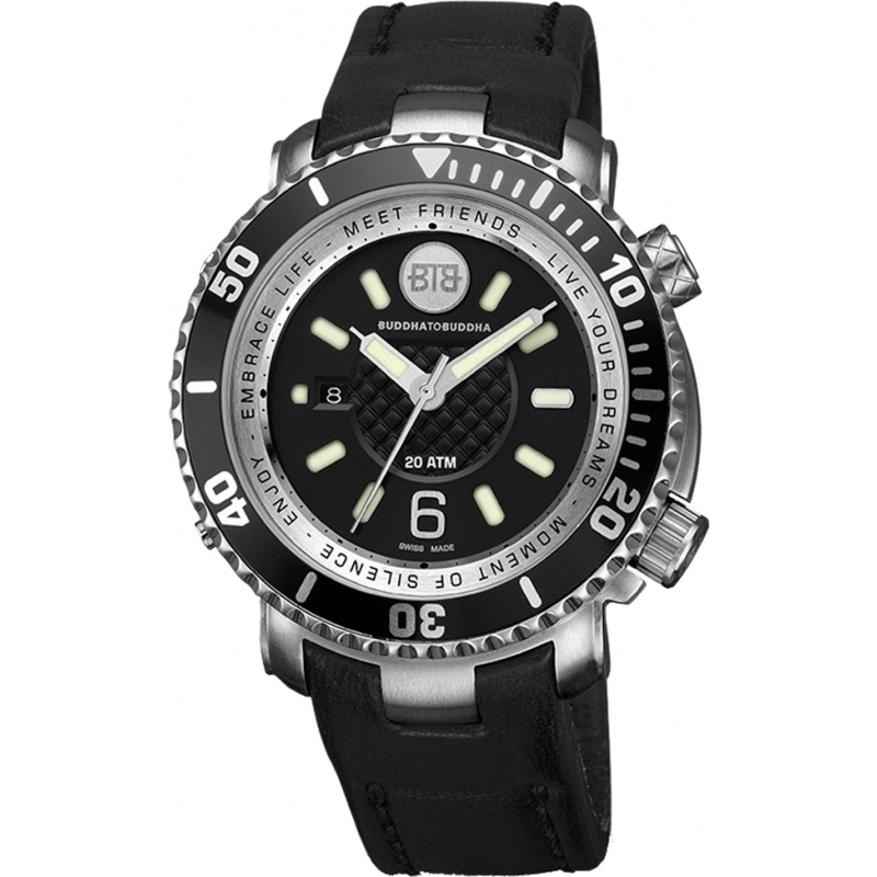 Buddha To Buddha Aquatic Explorer 39mm Black Leather Strap Watch