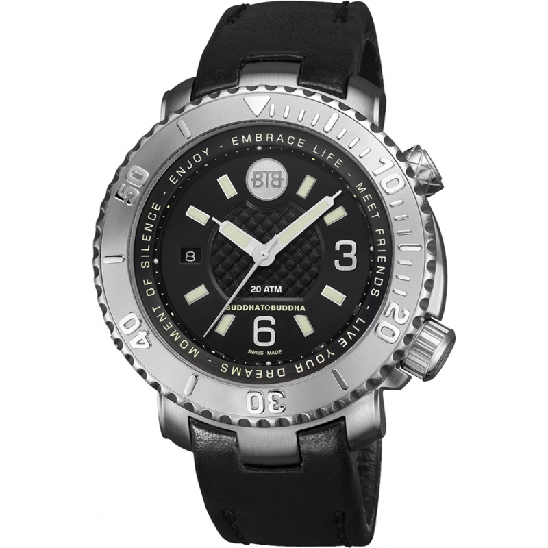 Buddha To Buddha Aquatic Explorer 46mm Black Leather Strap Watch