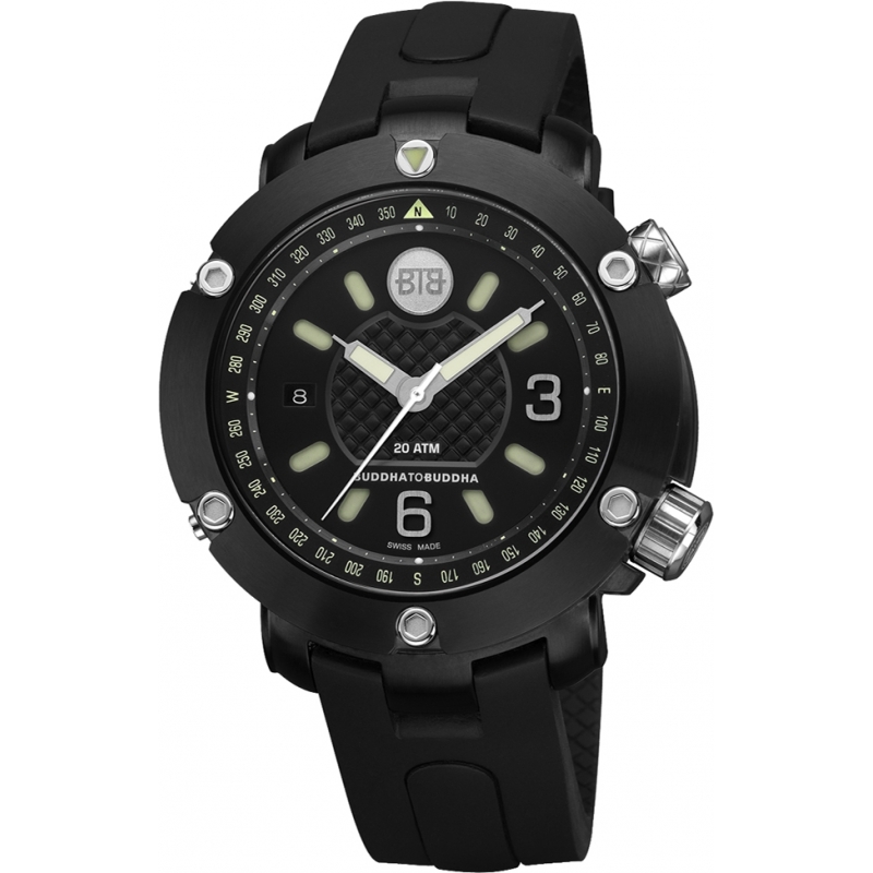 Buddha To Buddha Aquatic Explorer 46mm Black Rubber Strap Watch