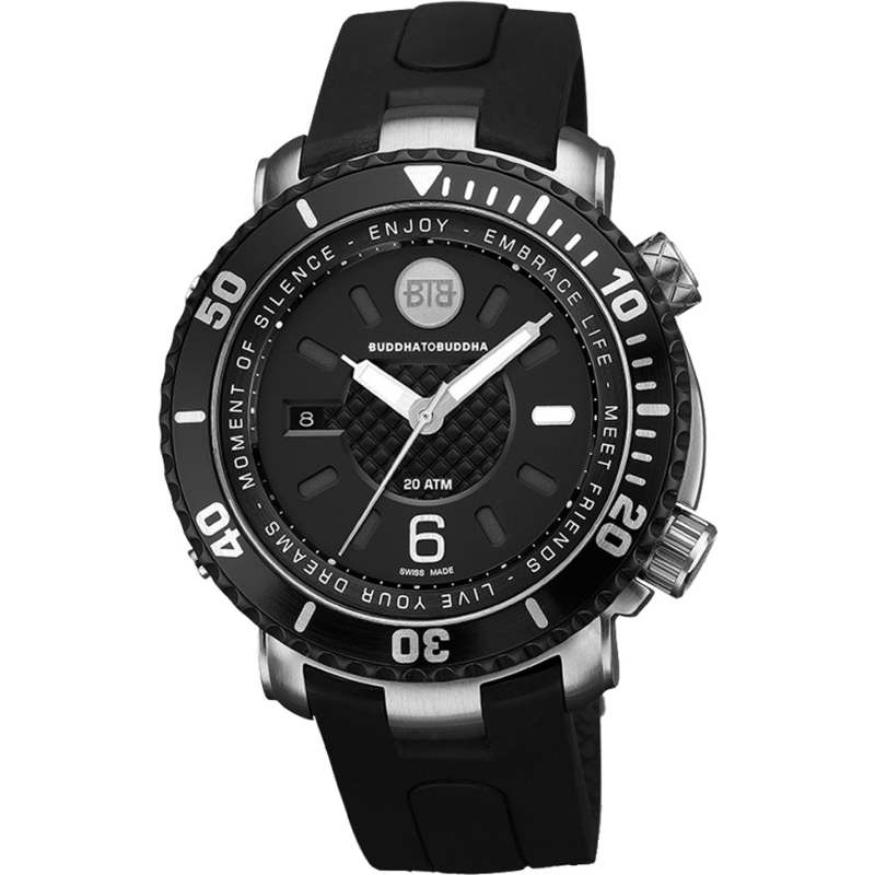 Buddha To Buddha Aquatic Explorer 46mm Black Rubber Strap Watch