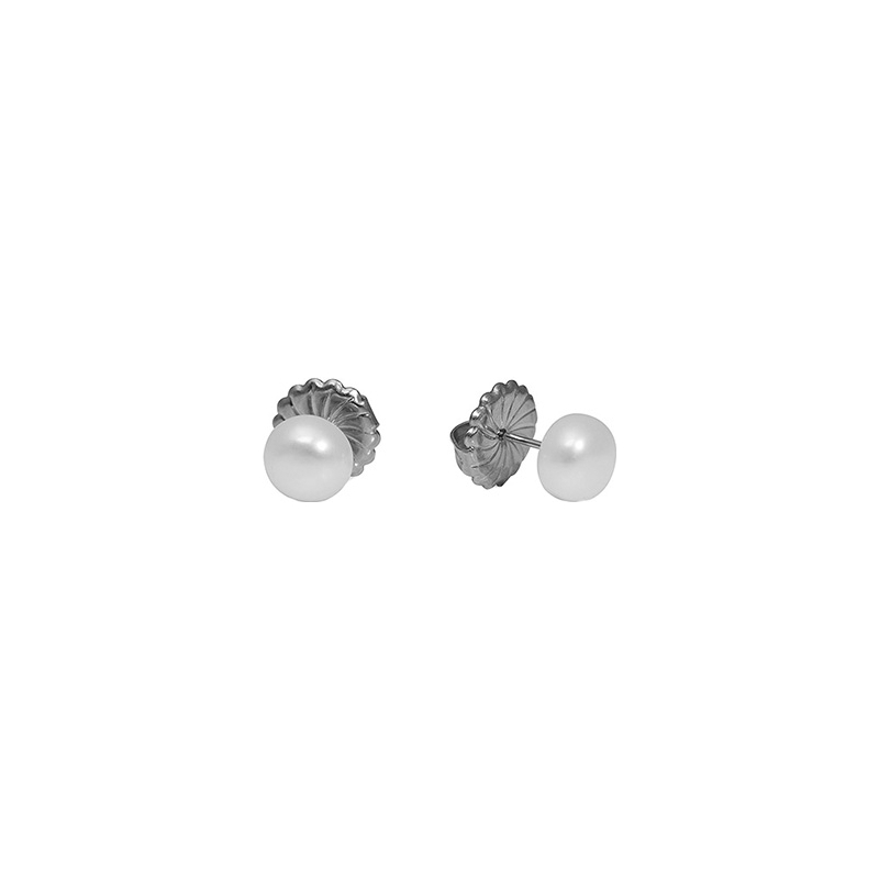 Claudia Bradby Audrey White Pearl Button Stud Earrings