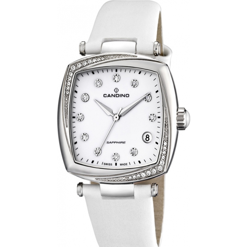 Candino Ladies Leather White Leather Strap Watch