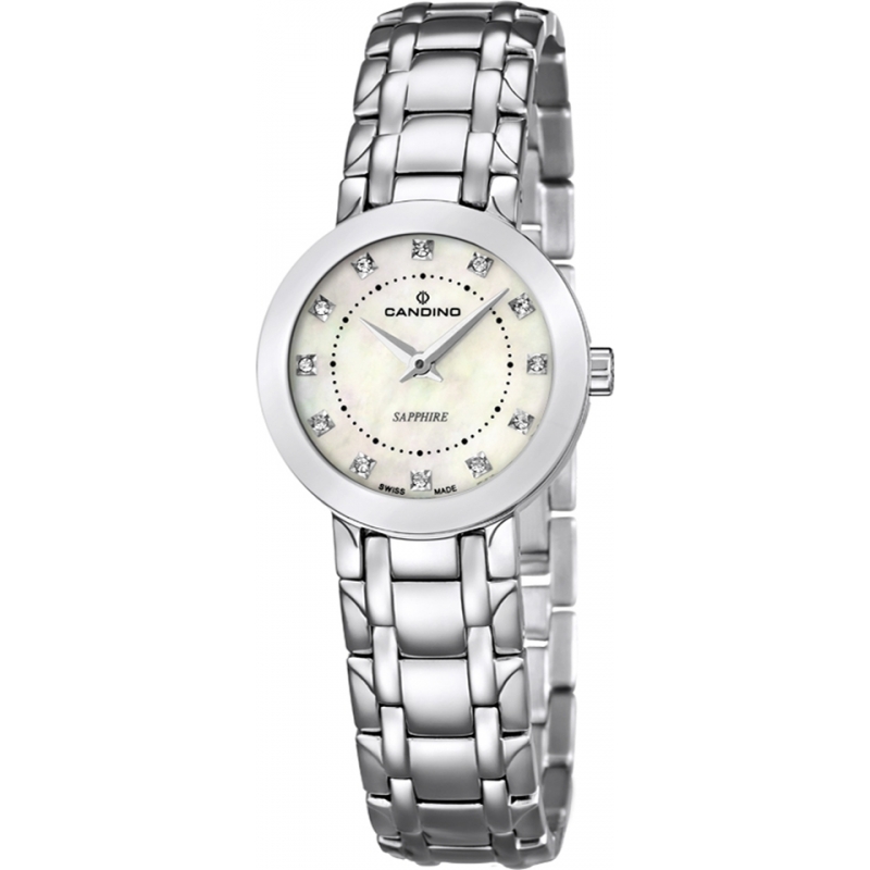 Candino Ladies White and Silver Steel Bracelet Watch