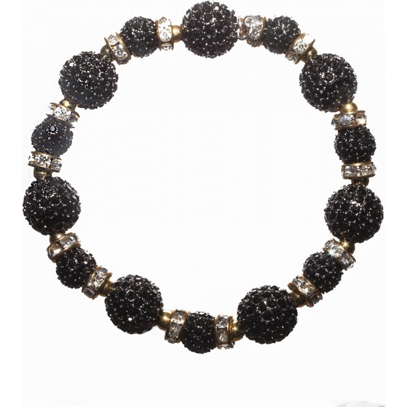 Nevine Crystals Black Crystal Beads Stretch Bracelet