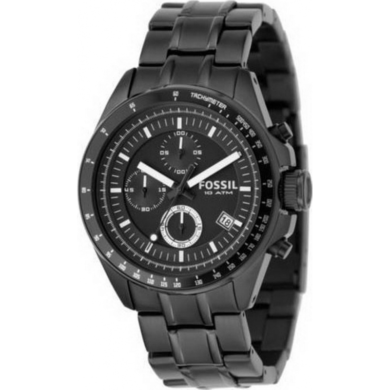 Fossil Mens Decker Black Chronograph Watch