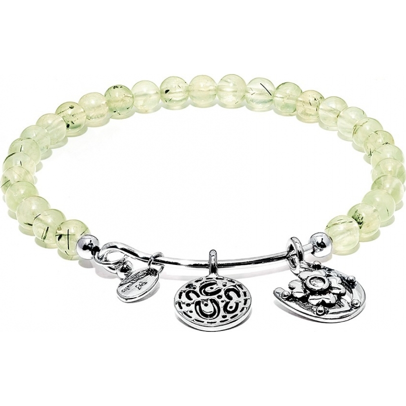 Chrysalis Prehnite Hope Rhodium Plated Expandable Charm Bangle