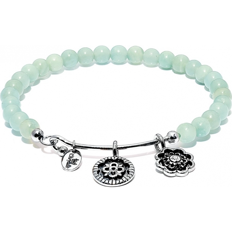 Chrysalis Amazonite Happiness Rhodium Plated Expandable Charm Bangle