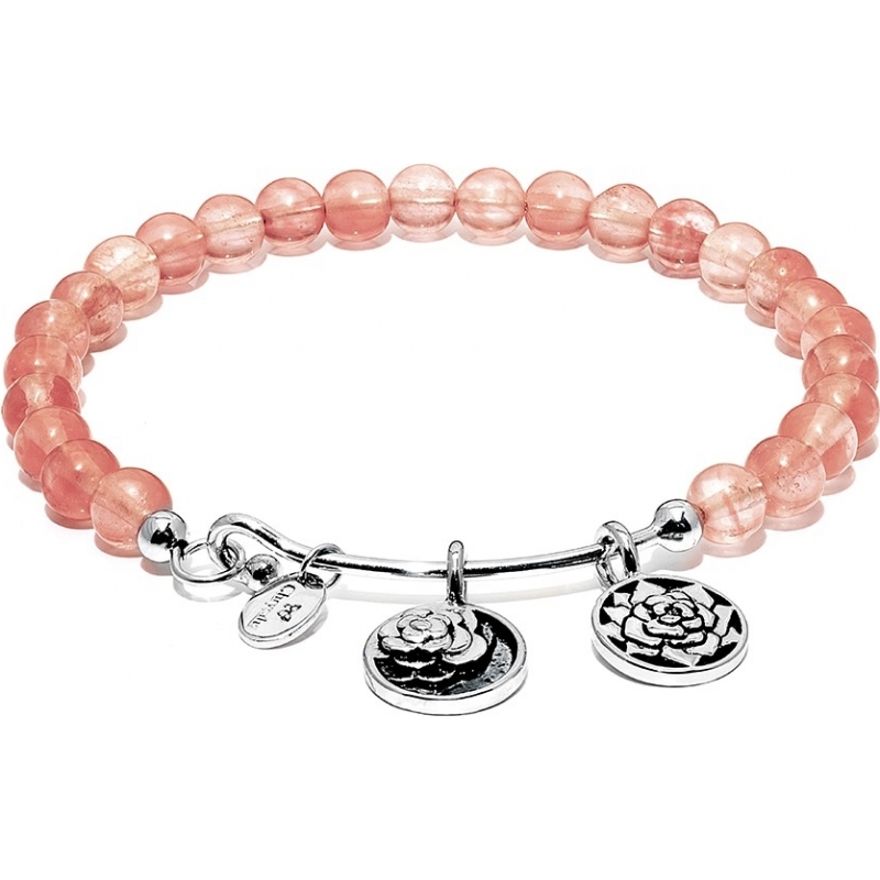 Chrysalis Watermelon Roses Rhodium Plated Expandable Charm Bangle