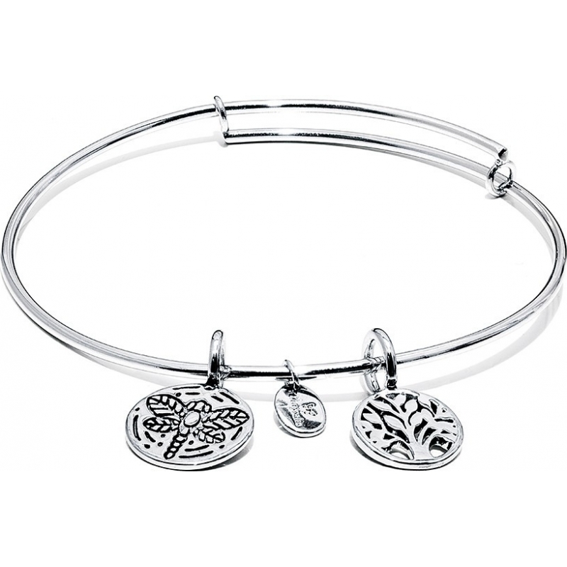 Chrysalis Tree of Rhodium Plated Expandable Bangle