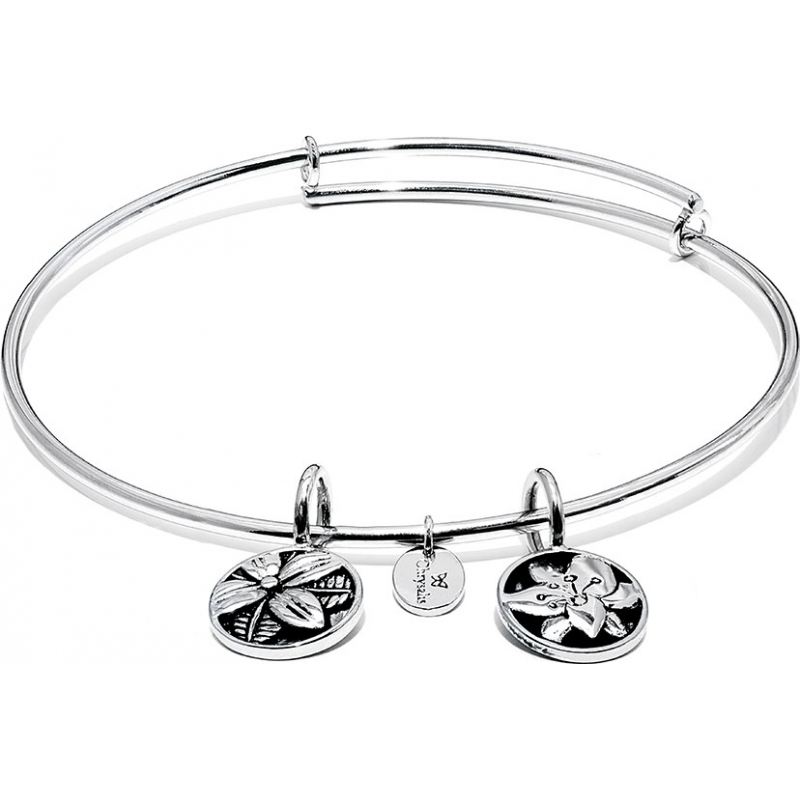 Chrysalis Blossom Rhodium Plated Expandable Bangle