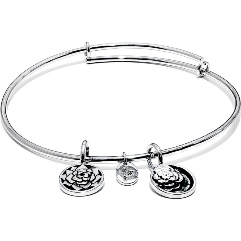 Chrysalis Roses Rhodium Plated Expandable Bangle