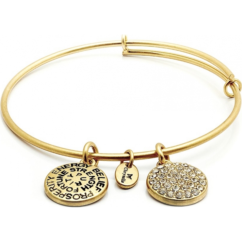 Chrysalis 14ct Gold Plated Expandable Bangle with Diamond Swarovski Crystals