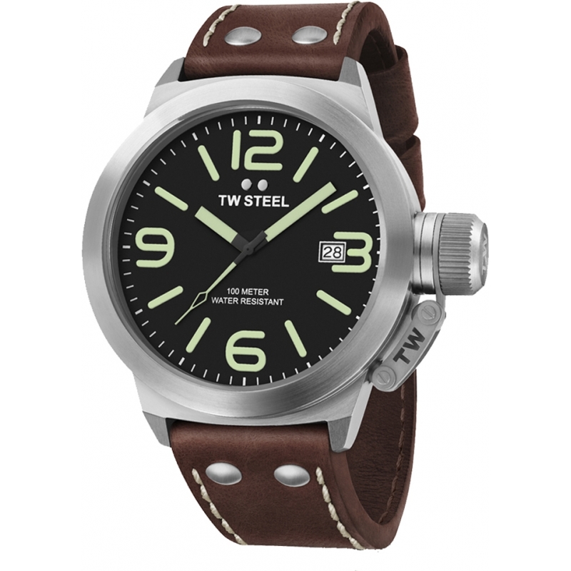 TW Steel Canteen Brown Leather Strap Watch