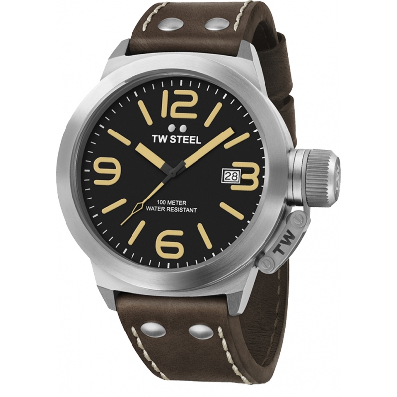 TW Steel Canteen Brown Leather Strap Watch