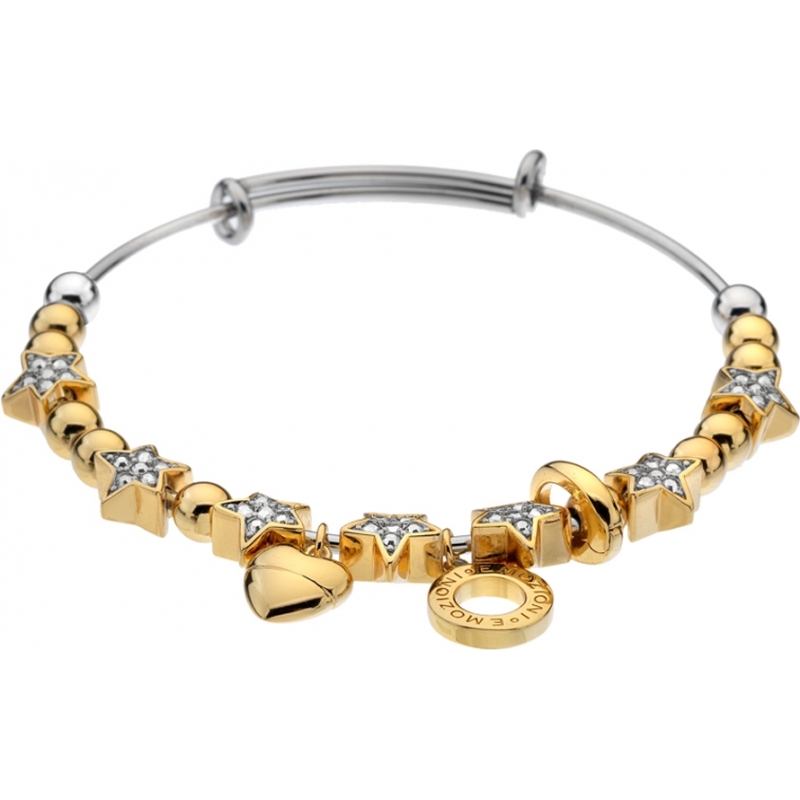 Emozioni Ladies Yellow Gold Plated Crystal Star Bangle