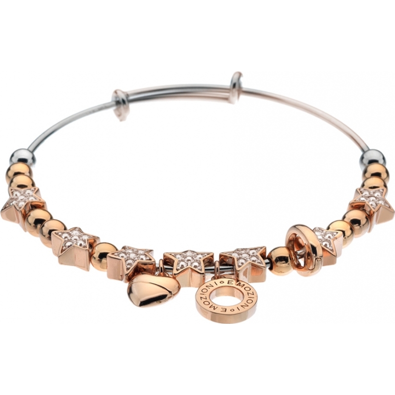 Emozioni Ladies Rose Gold Plated Champagne Star Bangle