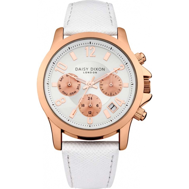 Daisy Dixon Ladies Adriana Multidial White Leather Strap Watch