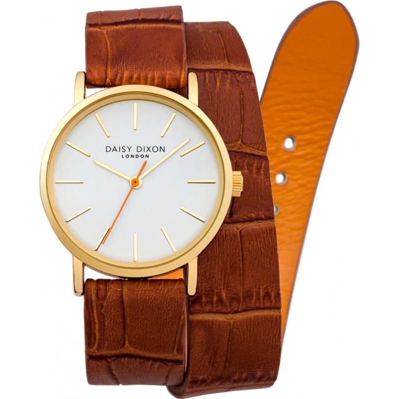 Daisy Dixon Ladies Karlie Double Wrap Tan Leather Strap Watch