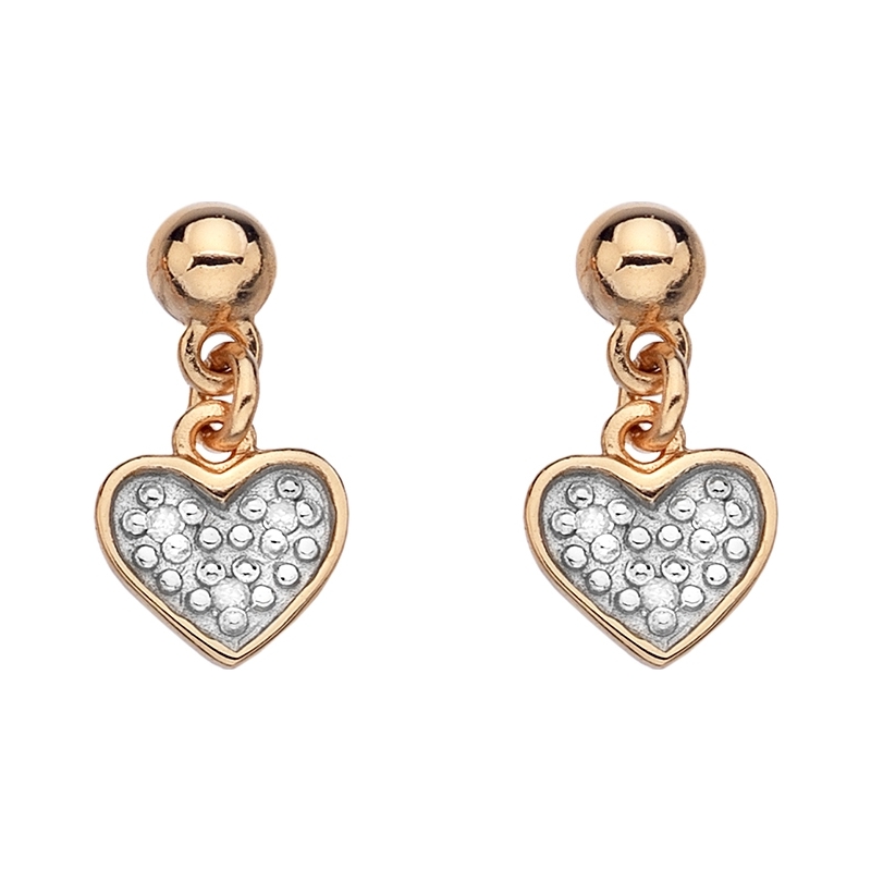 Hot Diamonds Ladies Stargazer Rose Gold Plated Sterling Silver Heart Earrings