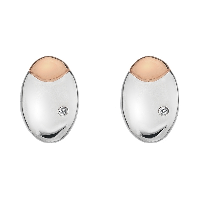 Hot Diamonds Ladies Lunar Eclipse Oval Studs with Rose Gold Plated Accents