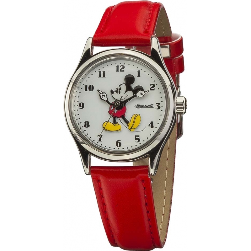 Disney by Ingersoll Ladies Classic Mickey Mouse Red PU Leather Strap Watch