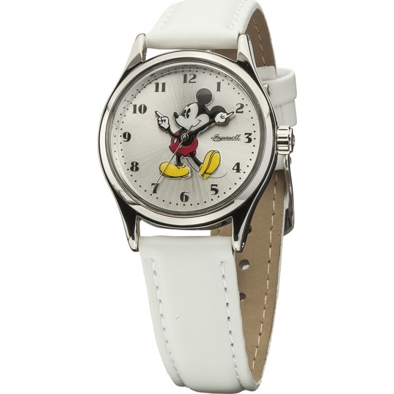 Disney by Ingersoll Ladies Classic Mickey Mouse White PU Leather Strap Watch