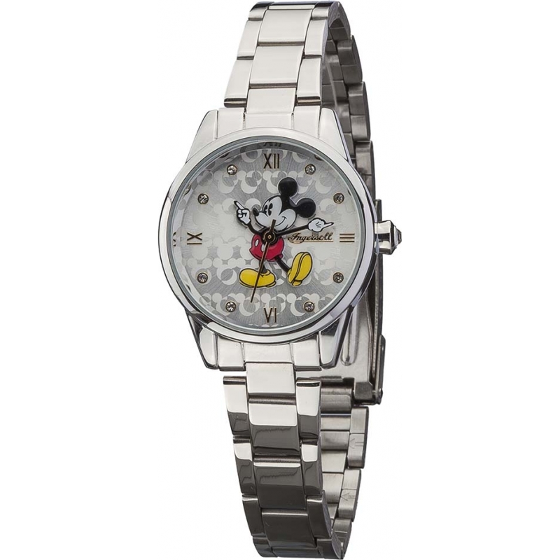Disney by Ingersoll Ladies Classic Mickey Mouse Silver Tone Bracelet Watch