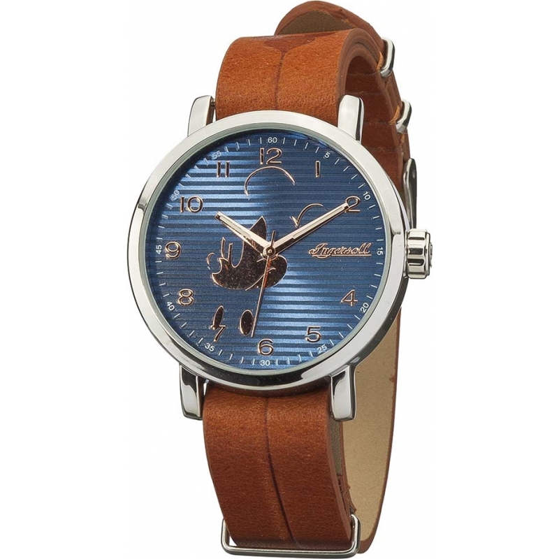 Disney by Ingersoll Mens Classic Mickey Mouse Brown Leather Strap Watch