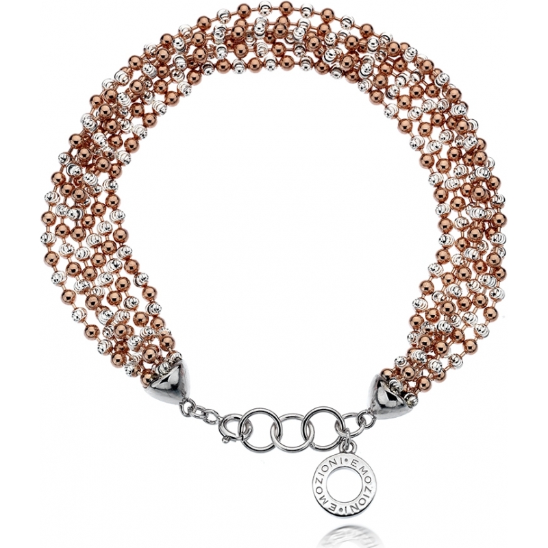 Emozioni Ladies Luxury Sterling Silver and Rose Gold Plated Bead Bracelet