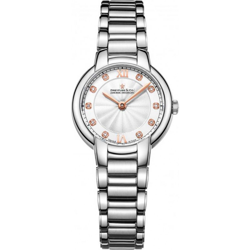 Dreyfuss and Co Ladies 1974 Diamond Set Silver Watch