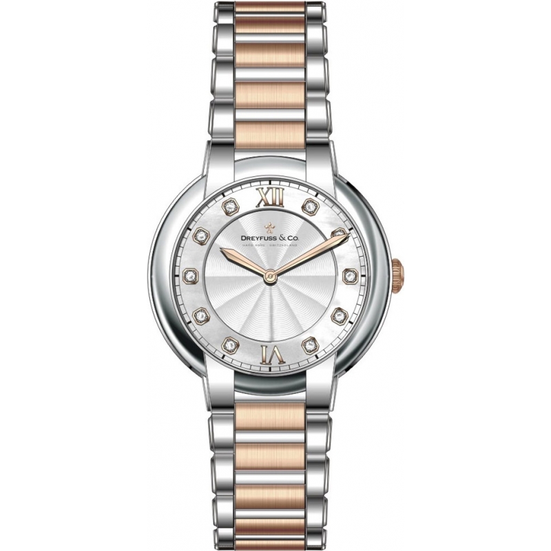 Dreyfuss and Co Ladies 1974 Diamond Set Two Tone Watch