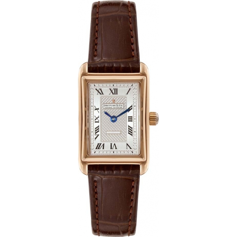 Dreyfuss and Co Ladies Gold Plated Brown Leather Strap Watch