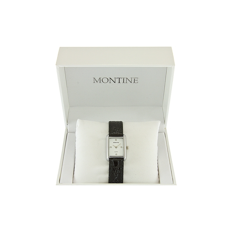 Montine White Dial Black Strap Watch
