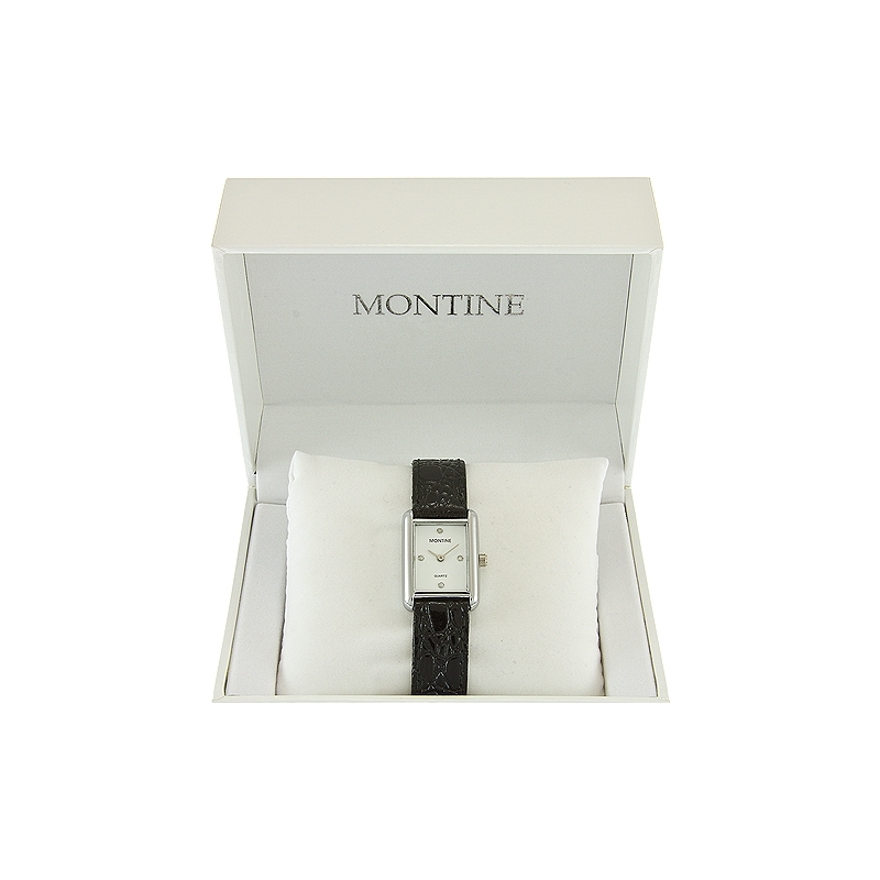 Montine White Dial Black Strap Watch