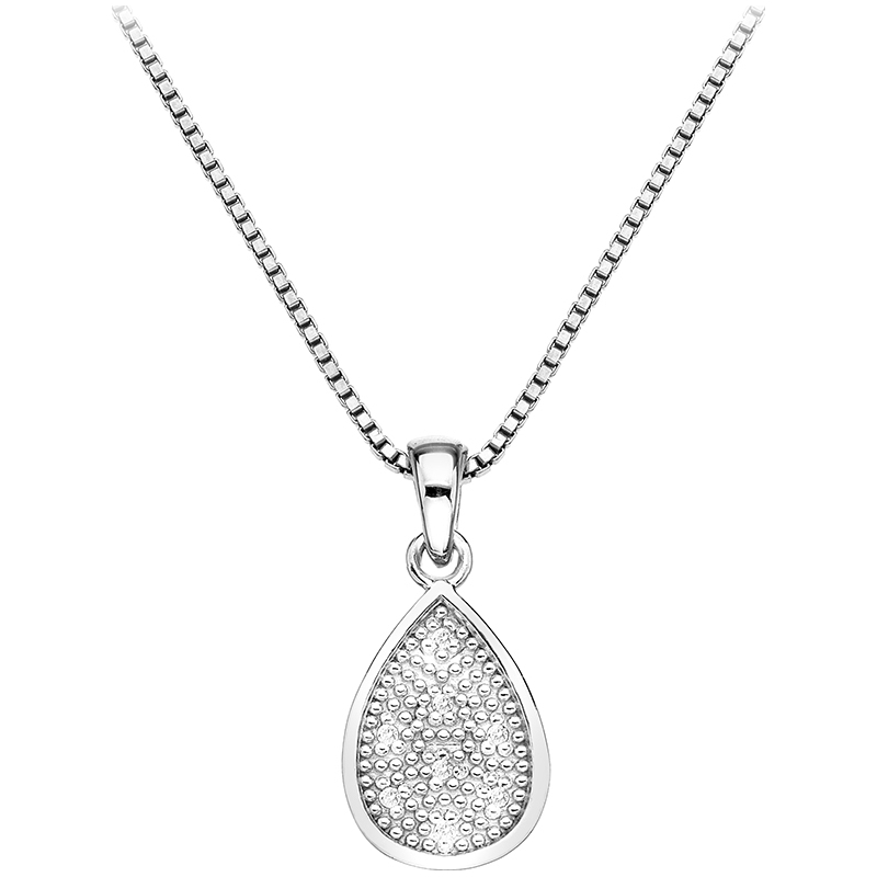 Hot Diamonds Ladies Stargazer Teardrop Silver Pendant Necklaces
