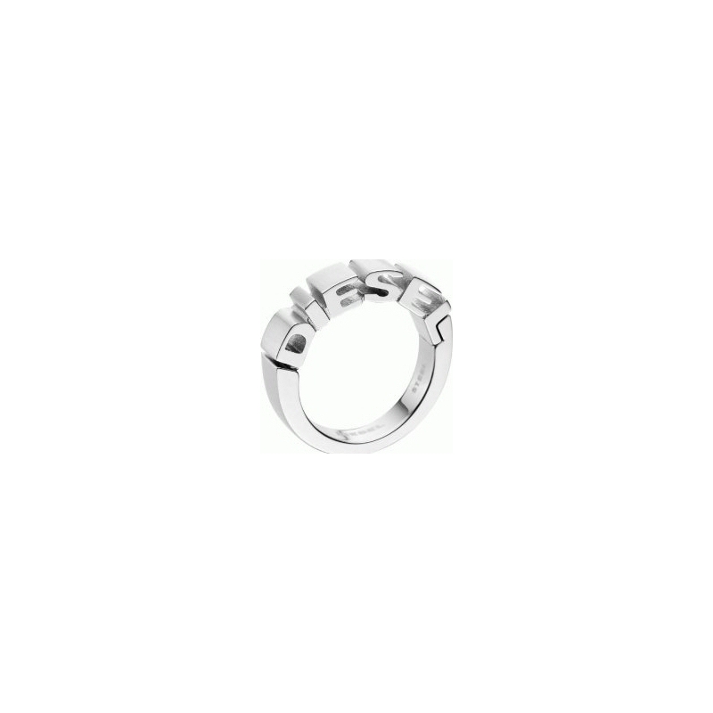 Diesel Polished Size P Stainless Steel Ring With Diesel Emblem
