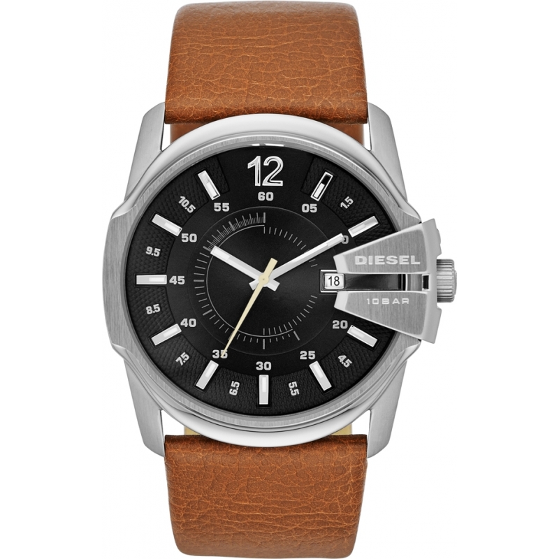 Diesel Mens Master Chief Tan Leather Strap Watch