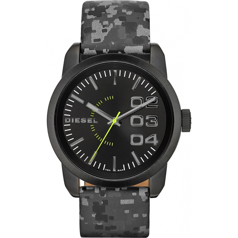 Diesel Mens Double Down Black Camo Watch