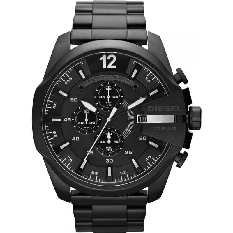 Diesel Mens Mega Chief Black IP Chronograph Watch