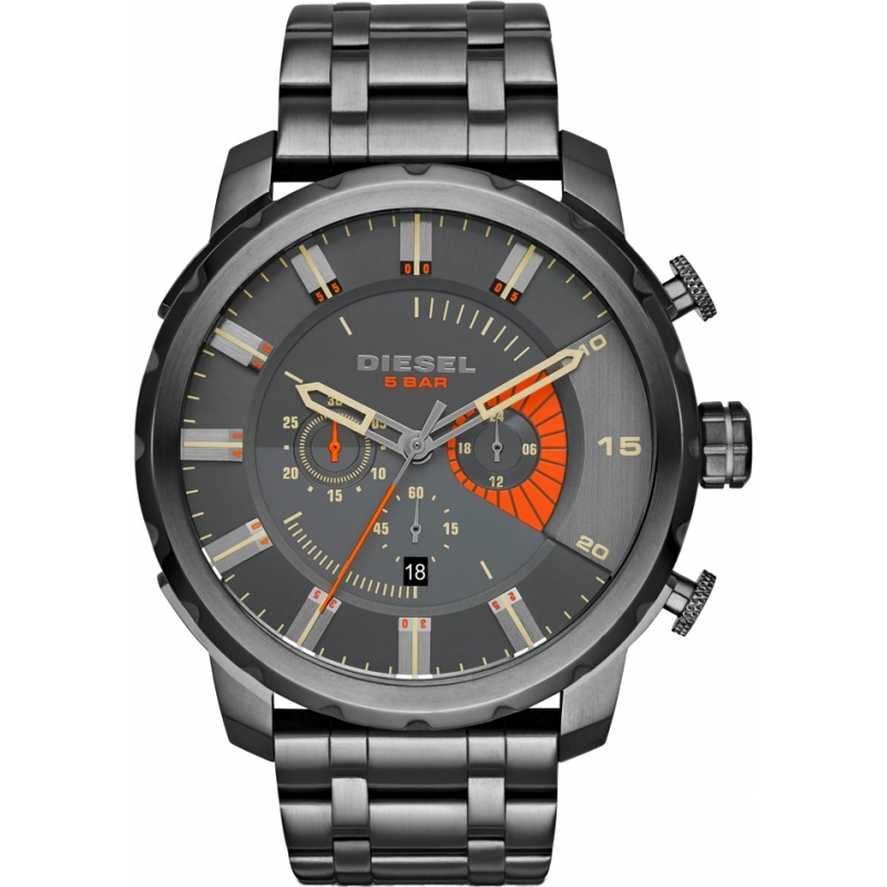 Diesel Mens Stronghold Chronograph Gunmetal Bracelet Watch