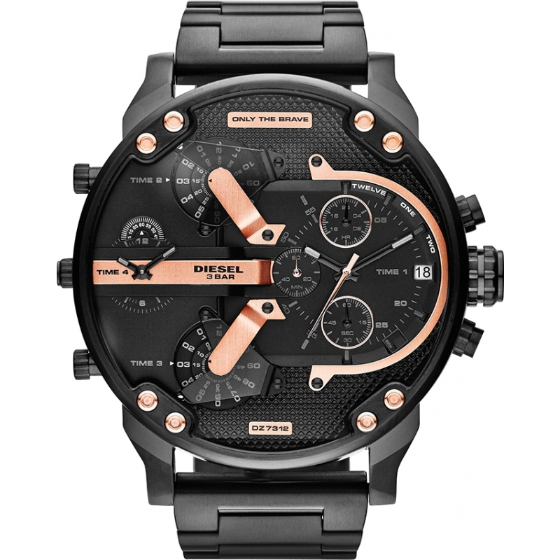 Diesel Mens Mr Daddy 2.0 Black IP Multifunction Watch