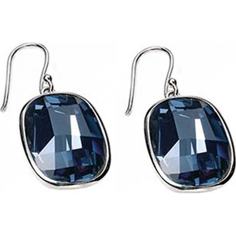 Charles Conrad Ladies Denim Blue Swarovski Graphic Stone Earrings