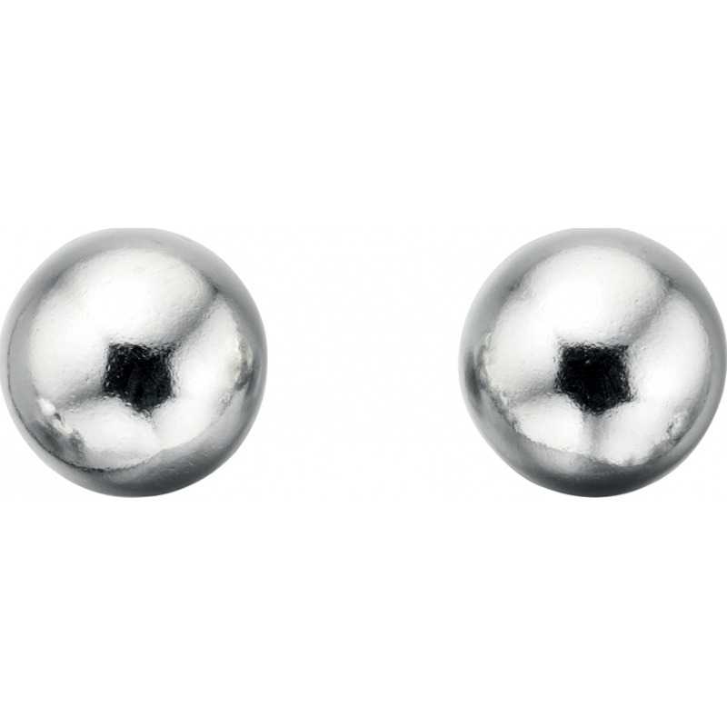 Charles Conrad Ladies Plain Ball Silver Stud Earrings