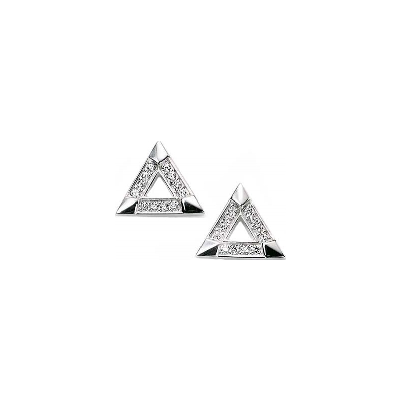 Charles Conrad Ladies Pave Triangle Stud Earrings