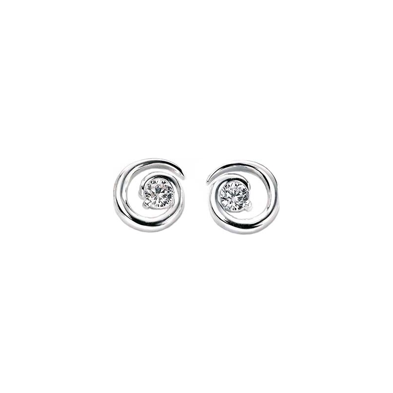 Charles Conrad Ladies Clear CZ Spiral Stud Earrings